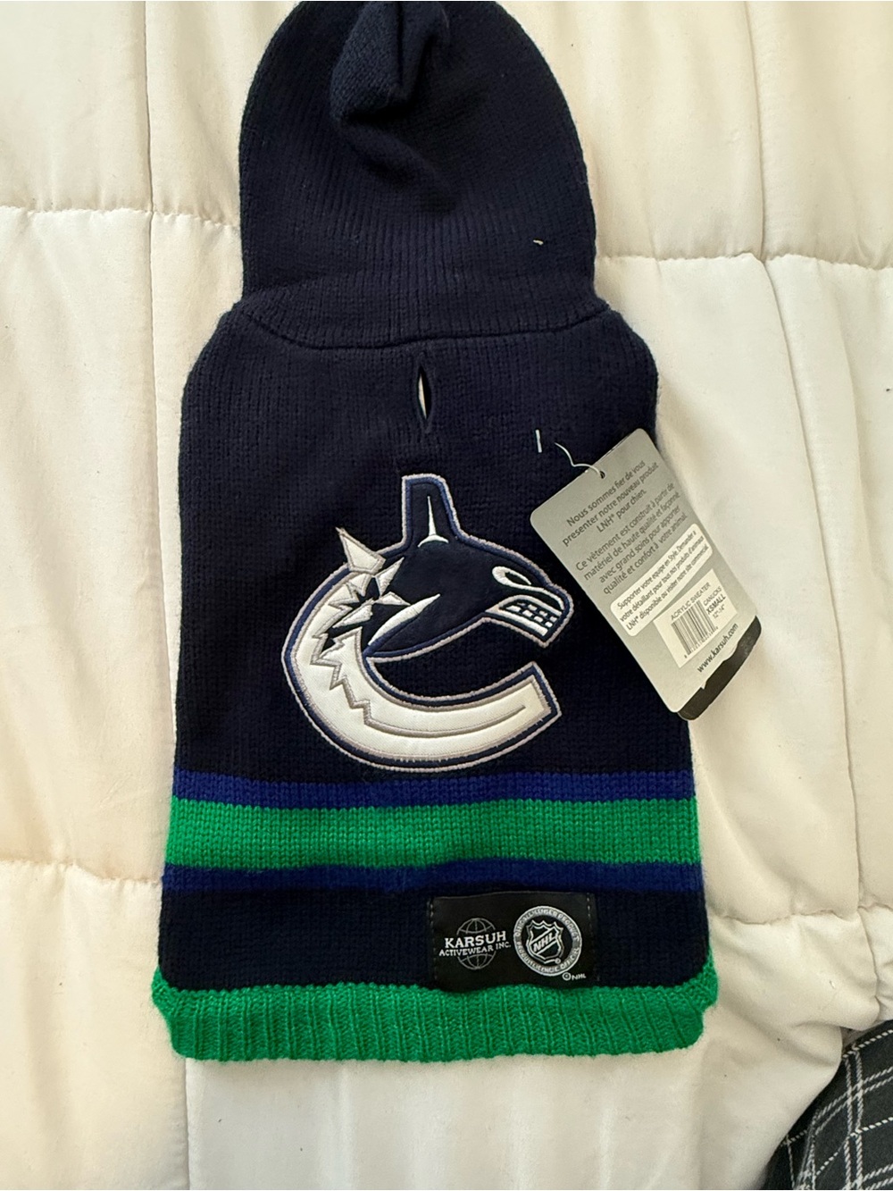 Vancouver Canucks Navy & Green Knit Hooded Sweater